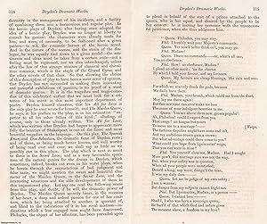 Bild des Verkufers fr John Dryden's Dramatic Works. A review. An unattributed review for the Retrospective Review, 1820. zum Verkauf von Cosmo Books