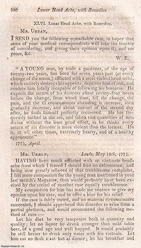 Lunar Head Ache, with Remedies. An original article from Walker's Selection of Curious Articles f...