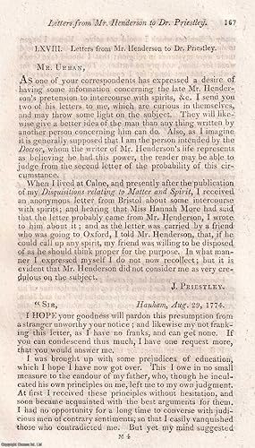 Talking to Spirits : Letters from Mr. Henderson to Dr. Priestley, 1774-1789. An original article ...
