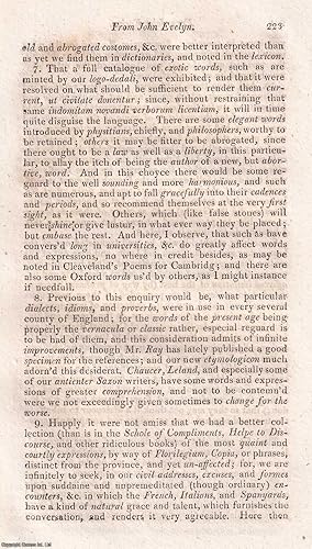 The Culture and Improvement of the English Tongue, John Evelyn, 1797. An original article from Wa...