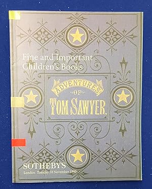 Fine and Important Children's Books. [ Sotheby's, auction catalogue, sale date: 10 November, 1998...