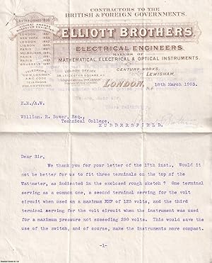 Two Letters from Elliott Brothers, Electrical Engineers, to William R. Bower, Technical College, ...