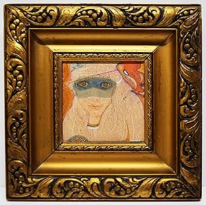 Immagine del venditore per Portrait einer maskierten Dame. Orig.-Aquarell auf Holz im rechten unteren Rand signiert. venduto da Antiquariat Haufe & Lutz