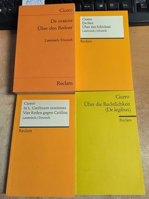 Bild des Verkufers fr De oratore/ ber den Redner von Cicero + De fato / ber das Schicksal + In L. Catilinam orationes / Vier Reden gegen Catilina + Fragmente ber die Rechtlichkeit (Lateinisch/Deutsch (4 BCHER) zum Verkauf von Gebrauchtbcherlogistik  H.J. Lauterbach