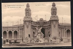 Ansichtskarte Marseille, Exposition coloniale 1922, La Grand Palais avec la Fontaine Monumentale