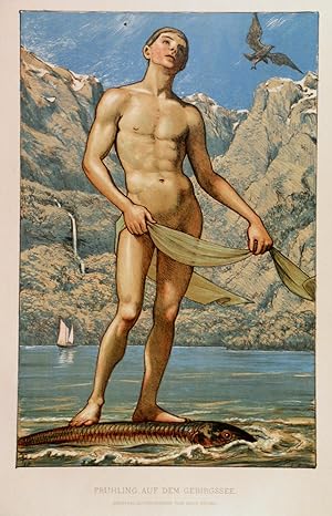 FRÜHLING AUF DEM GEBIRGSSEE. Springtime on a Mountain Lake. Portrait of a youthful man (= perso...