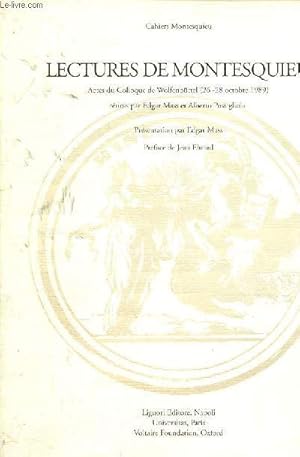 Immagine del venditore per Lectures de Montesquieu - Actes du Colloque de Wolfenbttel (26-28 octobre 1989) - Cahiers Montesquieu n1. venduto da Le-Livre