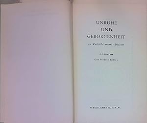 Bild des Verkufers fr Unruhe und Geborgenheit im Weltbild neuerer Dichter, 8 Essais zum Verkauf von books4less (Versandantiquariat Petra Gros GmbH & Co. KG)