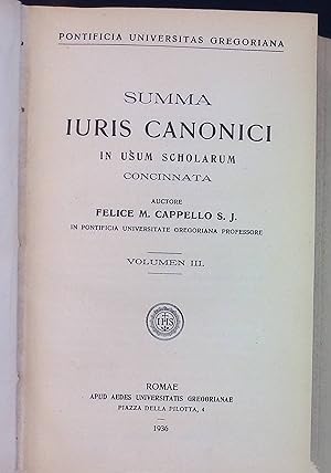 Seller image for Summa Iuris Canonici in Usum Scholarum Concinnata, vol. 3 for sale by books4less (Versandantiquariat Petra Gros GmbH & Co. KG)