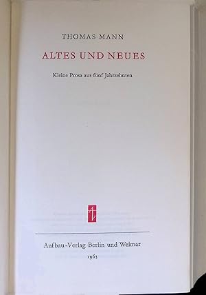 Bild des Verkufers fr Altes und Neues : Kleine Prosa auf fnf Jahrzehnten. zum Verkauf von books4less (Versandantiquariat Petra Gros GmbH & Co. KG)