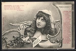Ansichtskarte Dezember-Kalender mit dem Bildnis eines hübschen Mädchens