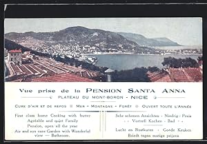 Carte postale Nice, Vue prise de la Pension Santa Anna, Plateau du Mont-Boron