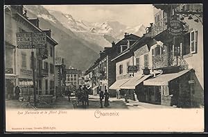 Carte postale Chamonix, Rue Nationale et le Mont Blanc, Hotel de l`Europe