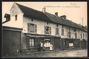 Carte postale Asnières-sur-Oise, Le Bureau de Tabacs, Cafe, Billard