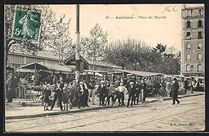 Carte postale Asnières, Place du Marché