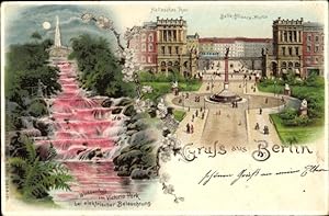 Ansichtskarte / Postkarte Berlin Kreuzberg, Hallesches Tor, Belle Alliance Platz, Wasserfall im V...