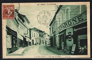 Carte postale Samatan, Rue de Noilhan avec commercesn