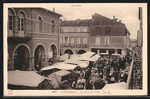 Carte postale Fleurance, Un jour de foire, Marktszene