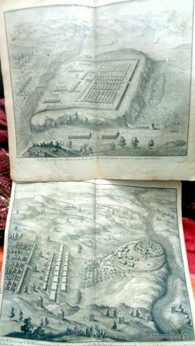 Caesar's "Gallic Wars" Battles. 4 18th century copper engraved double page plates from an Antiqua...