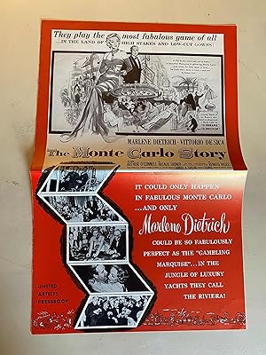 Bild des Verkufers fr The Monte Carlo Story Pressbook 1957 Marlene Dietrich, Vittorio De Sica zum Verkauf von AcornBooksNH