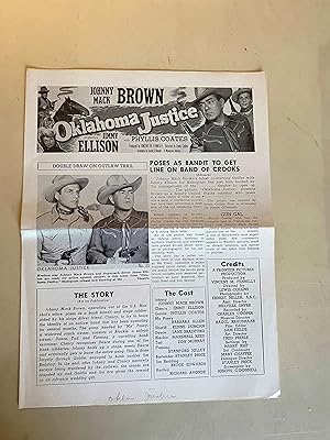 Imagen del vendedor de Oklahoma Justice Pressbook 1951 Johnny Mack Brown, Jimmy Ellison, Phyllis Coates a la venta por AcornBooksNH