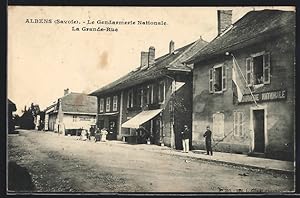 Carte postale Albens, La Gendarmerie Nationale, La Grande Rue