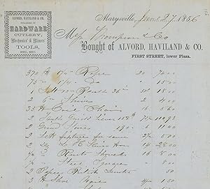 A Group of Documents, Printed and Manuscript, Relating to Marysville in the 1850s, Including Seve...