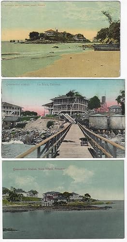 Circa 1925 - Three postcards showing quarantine stations that protected transit through the Panam...