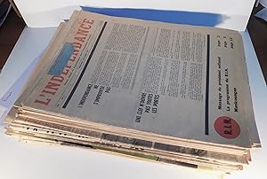 L’INDÉPENDANCE, JOURNAL du rassemblement pour l’Indépendance ( RIN ) Lot de 91 numéros dont un ho...