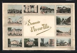 Carte postale Is-sur-Tille, La Gare, Hotel du Chalet, Chateau de la Tour