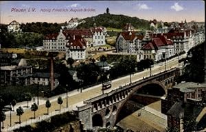 Ansichtskarte / Postkarte Plauen im Vogtland, König Friedrich August Brücke, Stadt, Panorama