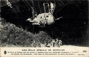 Ansichtskarte / Postkarte Abgeschossener Zeppelin, Luftschiff, I. WK
