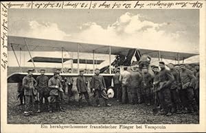 Ansichtskarte / Postkarte Herabgeschossener französischer Flieger bei Vecapouin