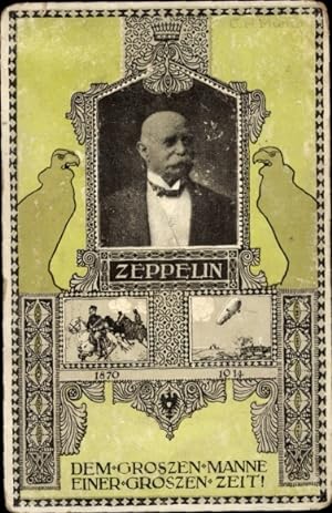 Passepartout Ansichtskarte / Postkarte Ferdinand Graf von Zeppelin, Portrait