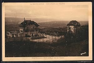 Carte postale Collonges-sous-Salève, Hotel-Restaurant Beau-Site et vue sur Genève