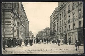 Carte postale Rennes, Rue du Pré-Botté, Bureau Central des Postes