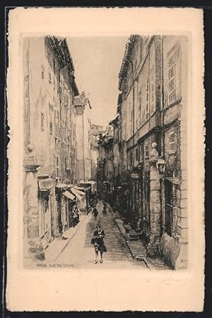 Künstler-Carte postale Grasse, Rue de Cours, vue de la rue