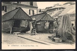 Carte postale Etretat, Le Travail des Filets