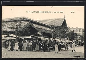 Carte postale Levallois-Perret, Le Marché
