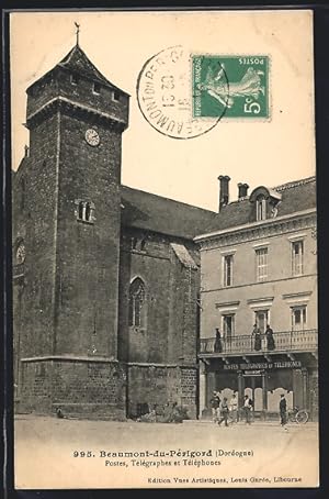 Carte postale Beaumont-du-Périgord, Postes, Télégraphes et Téléphones