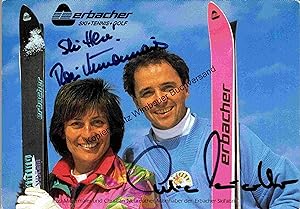 Original Autogramme Rosi Mittermaier (1950-2023) und Christian Neureuther Ski /// Autograph signi...