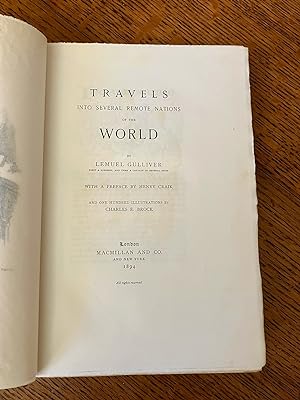 Seller image for TRAVELS INTO SEVERAL REMOTE NATIONS OF THE WORLD by LEMUEL GULLIVER. First a Surgeon, and then a Captain of several ships. With a preface by Henry Craik. for sale by Paul Foster. - ABA & PBFA Member.
