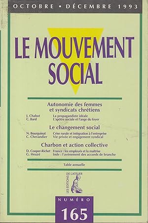 Bild des Verkufers fr LE MOUVEMENT SOCIAL dcembre 1993 numro 165 zum Verkauf von PRISCA