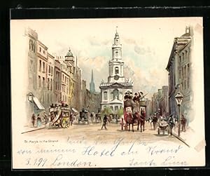 Lithography London, St. Mary`s in the Strand