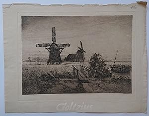 Landscape with windmills in farmland