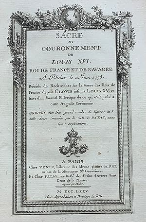 Seller image for 1775 Sacre et Couronnement de Louis XVI: A Rheims le 11 Juin - 1st Ed., Plates for sale by ROBIN RARE BOOKS at the Midtown Scholar