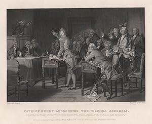 PATRICK HENRY ADDRESSING THE VIRGINIA ASSEMBLY,antique historical print