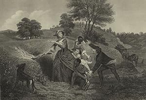 Mrs. Schuyler Burning her Corn Fields ,1868 Historical Revolutionary War Print