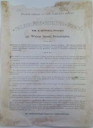 Philadelphia Detective Agency Promotional Handbill/Broadside