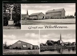 Bild des Verkufers fr Ansichtskarte Westbevern, Schulhaus, Pferdehof, Kirche, Denkmal zum Verkauf von Bartko-Reher